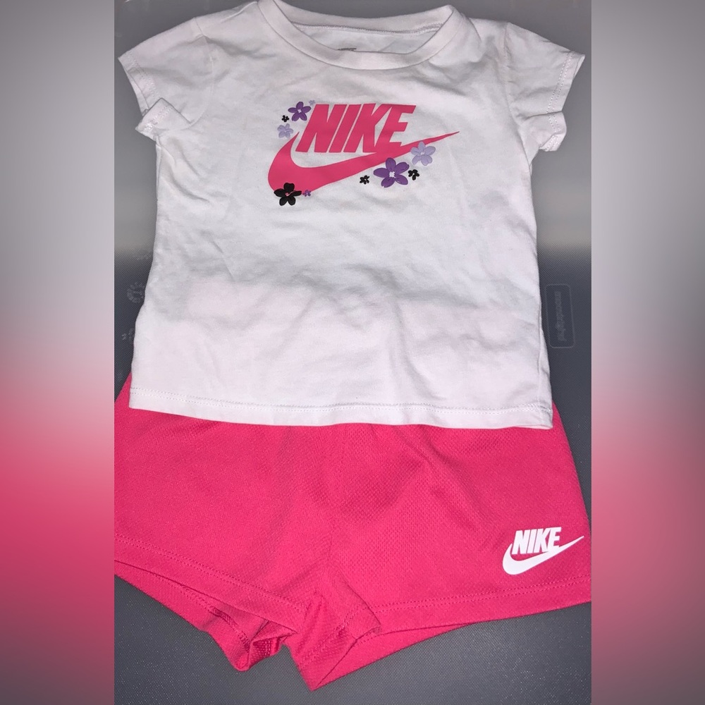 Nike White Tee and Pink Shorts Set